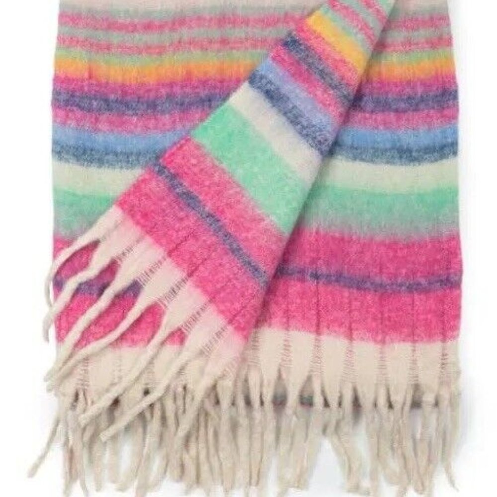 Free People Skye Stripe Fringe Throw Blanket - Picture 2 of 9